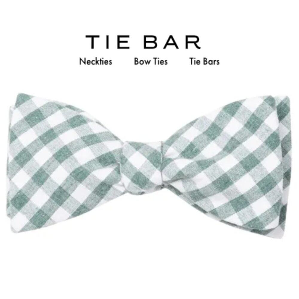 The Tie Bar Yacht Checks Green Bow Tie NEW gingha